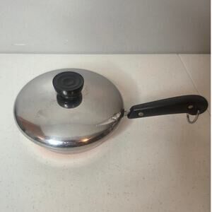 Revere Ware Copper Bottom 6.25" Small Skillet w Lid Vintage Stainless Pan